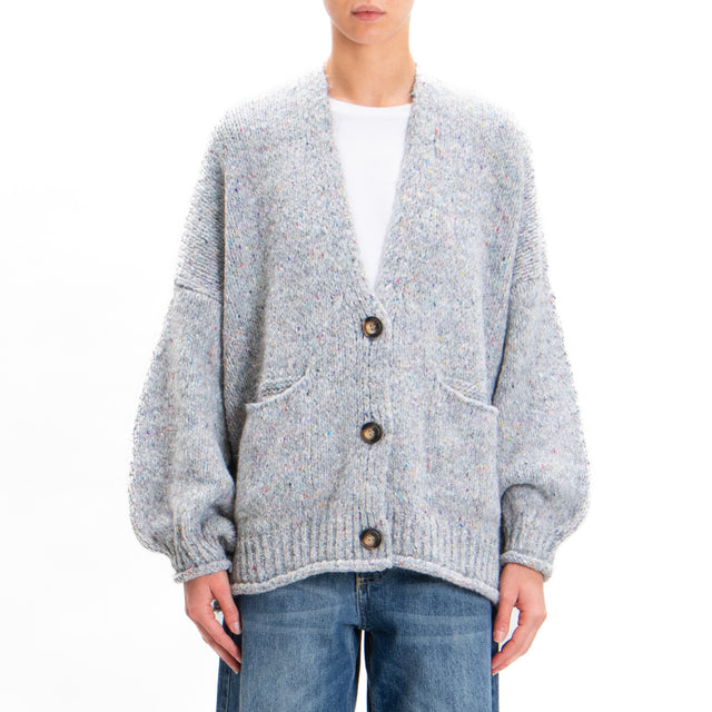 Haveone-Cardigan misto lana melange filo colorato - perla