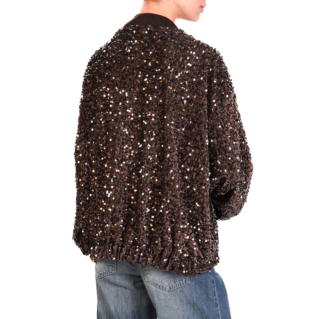 Haveone-Bomber velluto con paillettes - moro