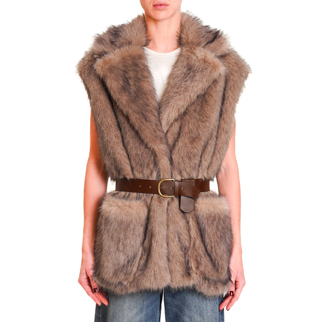 Haveone-Gilet ecopelliccia - taupe