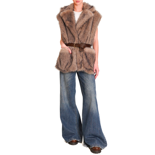 Haveone-Gilet ecopelliccia - taupe