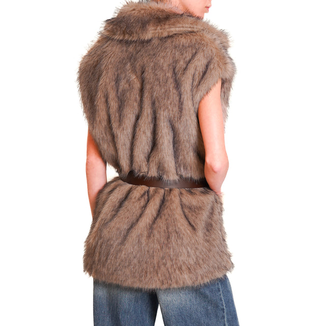 Haveone-Gilet ecopelliccia - taupe