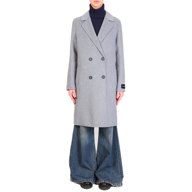 Haveone-Cappotto doppiopetto misto lana - grigio