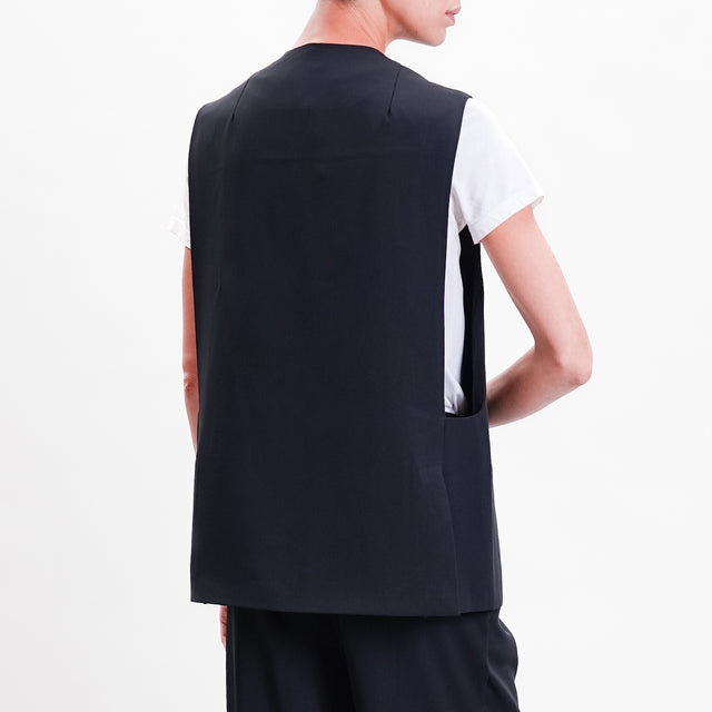 Haveone-Gilet 1 bottone tessuto fluido - nero