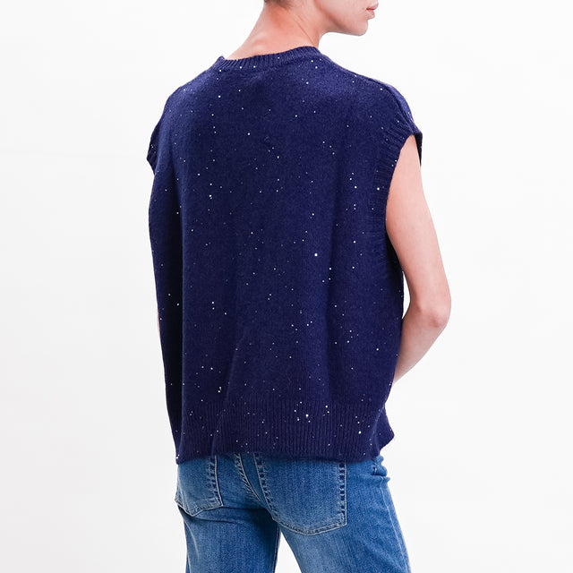 Haveone-Gilet in maglia con micro paillettes - blu