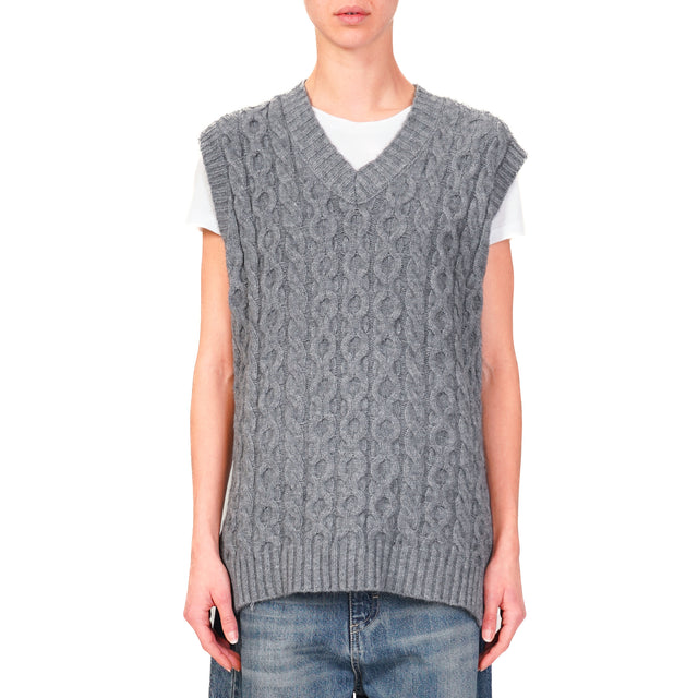 Haveone-Gilet trecce - grigio