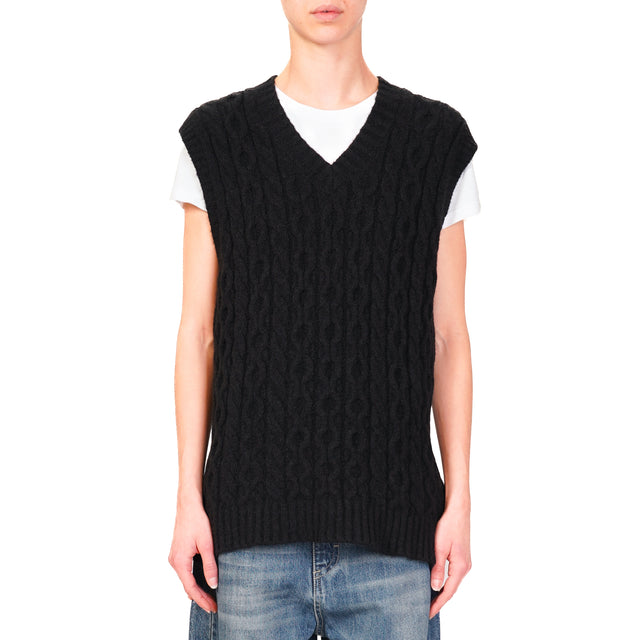 Haveone-Gilet trecce - nero