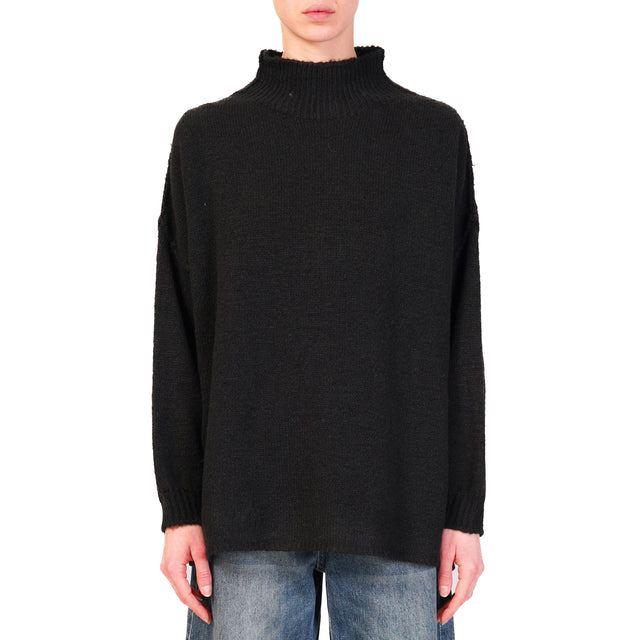 Haveone-Maglia collo montato misto alpaca - nero