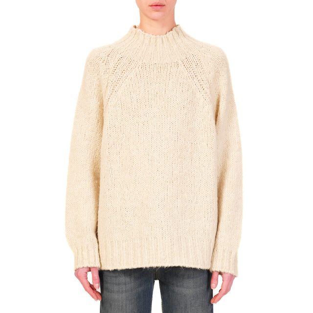 Haveone-Maglia collo cratere misto alpaca - calce