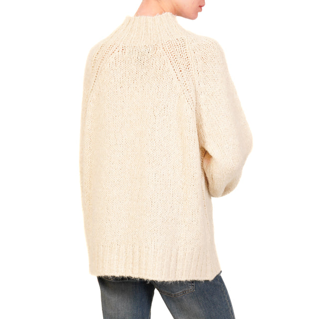 Haveone-Maglia collo cratere misto alpaca - calce