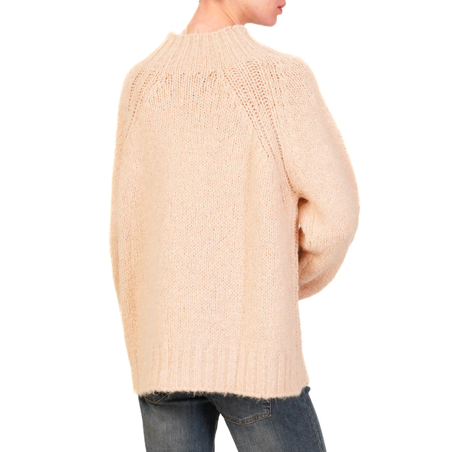 Haveone-Maglia collo cratere misto alpaca - cipria