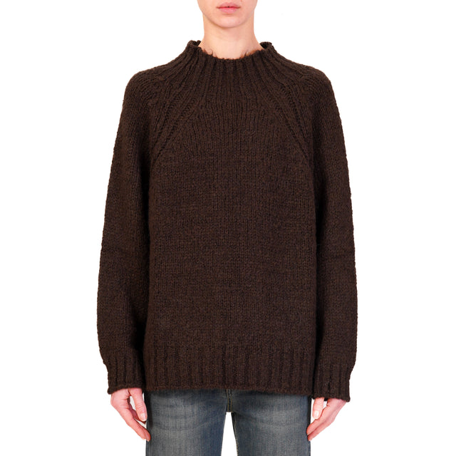 Haveone-Maglia collo cratere misto alpaca - moro