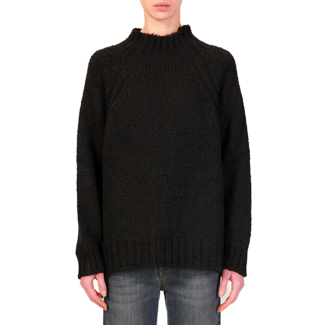 Haveone-Maglia collo cratere misto alpaca - nero