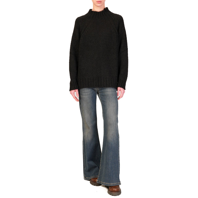 Haveone-Maglia collo cratere misto alpaca - nero