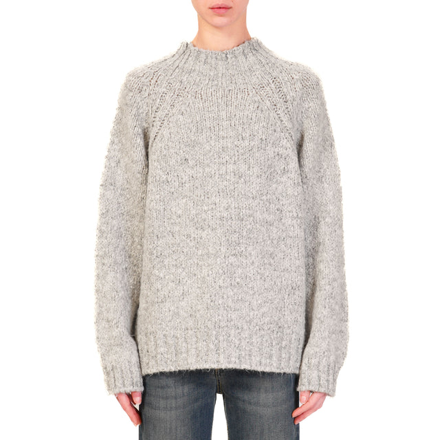 Haveone-Maglia collo cratere misto alpaca - perla