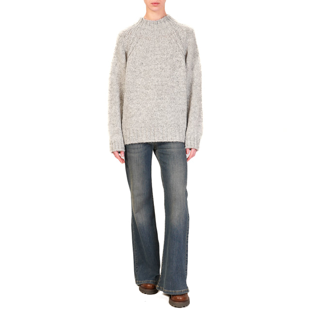 Haveone-Maglia collo cratere misto alpaca - perla