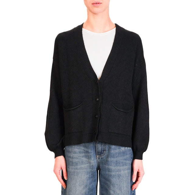 Haveone-Cardigan con tasche - nero