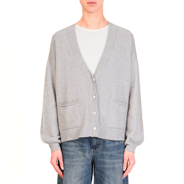 Haveone-Cardigan con tasche - perla