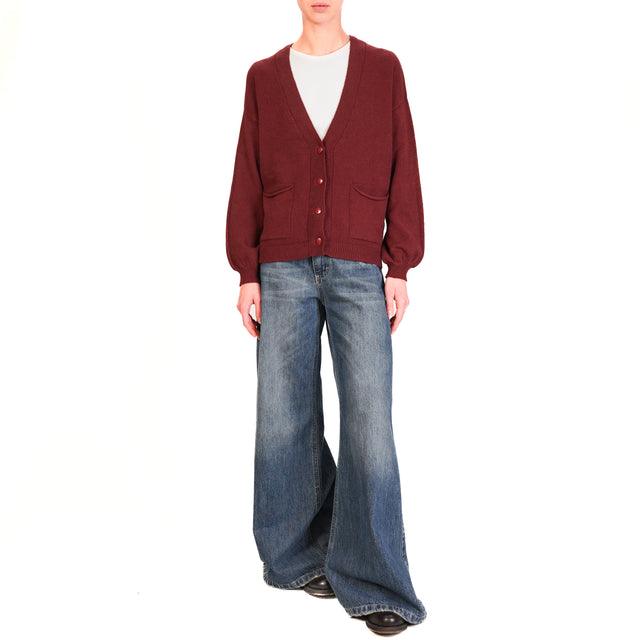 Haveone-Cardigan con tasche - Bordeaux