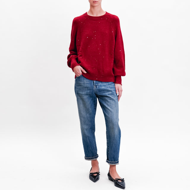 Haveone-Maglia over con micro paillettes - Bordeaux