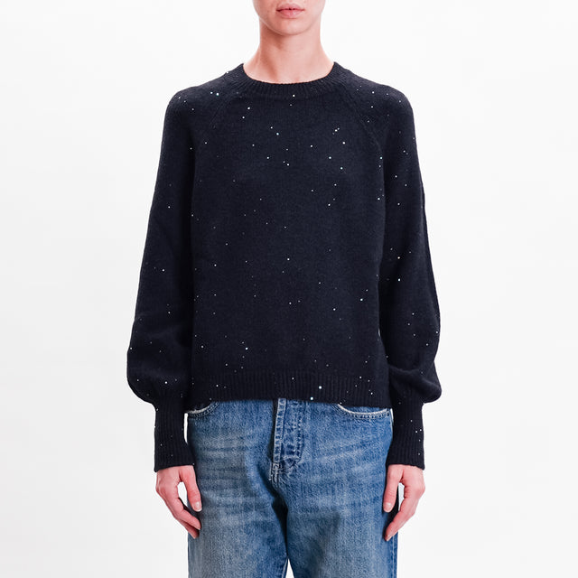 Haveone-Maglia over con micro paillettes - nero