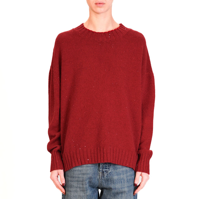 Haveone-Maglia girocollo micro paillettes - Bordeaux