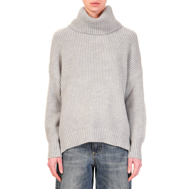 Haveone-Ribbed Turtleneck Sweater - Pearl