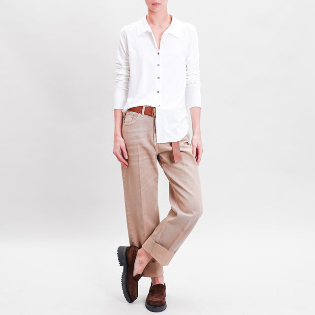 Haveone-Pantalone MANDY cotone drill stone wash - beige