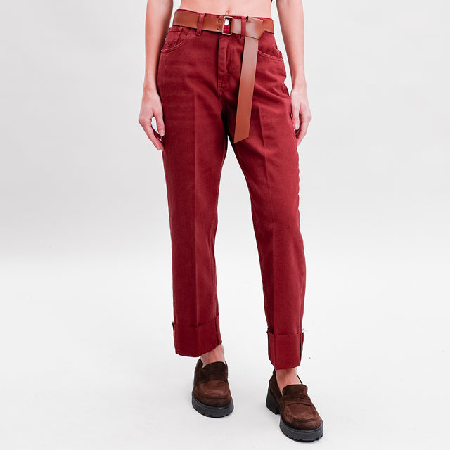 Haveone-Jeans MANDY cotone drill stone wash - Bordeaux