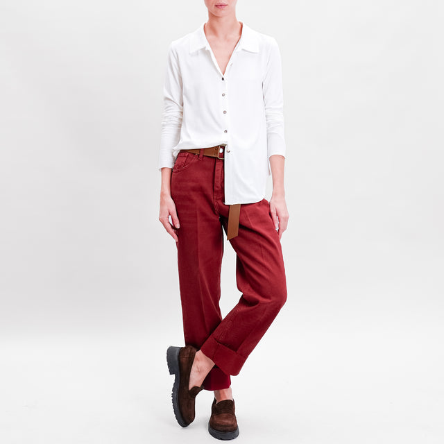 Haveone-Pantalone MANDY cotone drill stone wash - Bordeaux