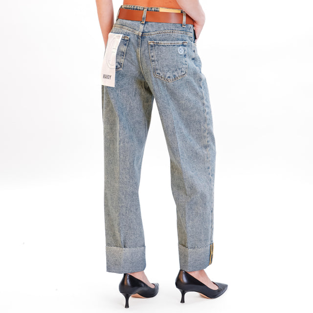 Haveone-Jeans MANDY straight leg with raw cut turn-up - denim