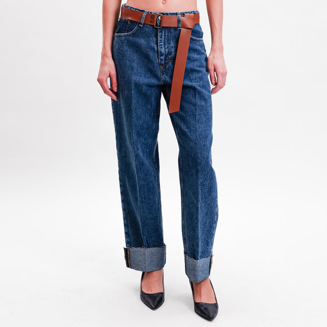 Haveone-Jeans MANDY straight with turn-up - denim