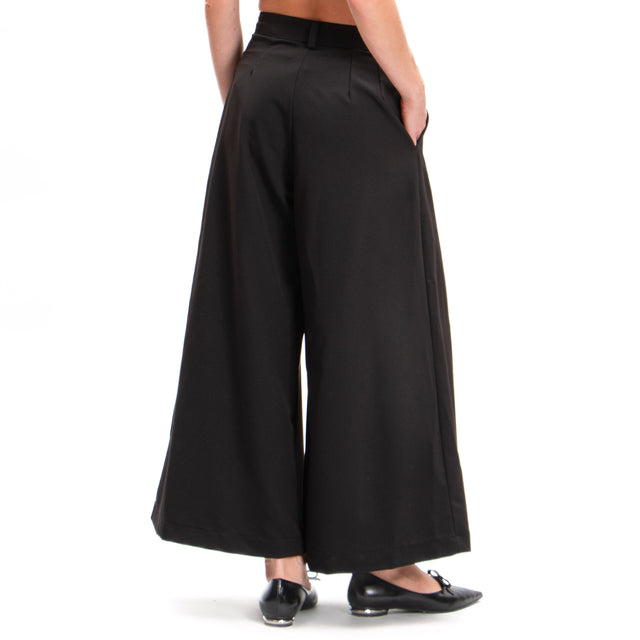 Haveone-Pantalone wide leg con pinces - nero