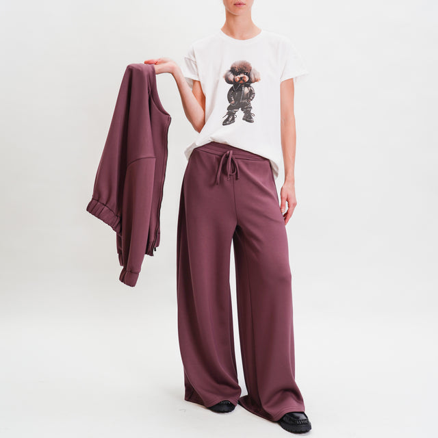 Haveone-Neoprene Stretch Drawstring Pants - Mauve