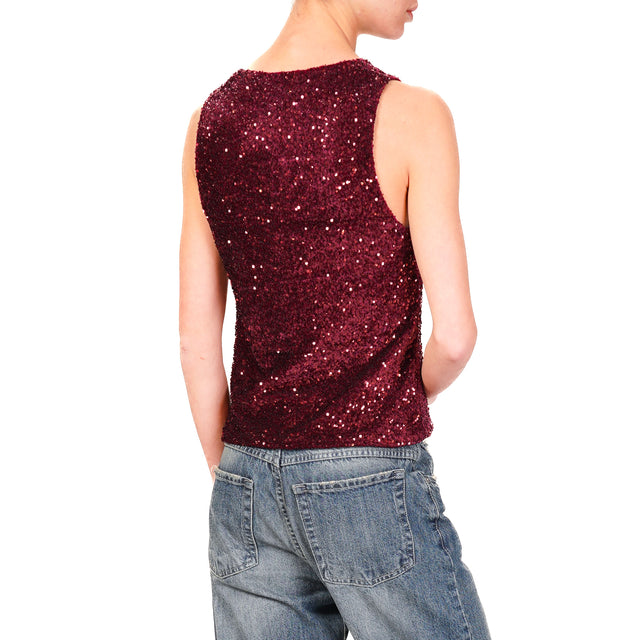 Haveone-Top paillettes scollo a v - vino