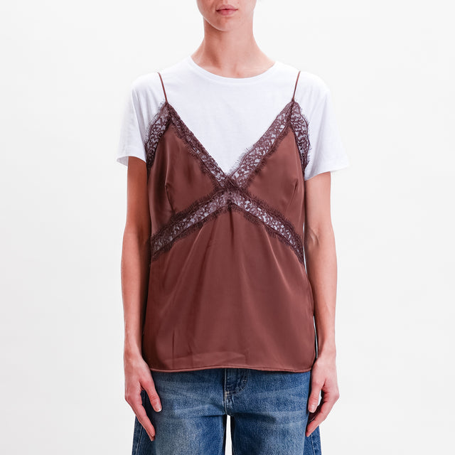 Haveone-T-shirt + top - moro/bianco