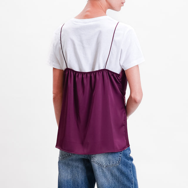 Haveone-T-shirt + top - bordeaux/bianco