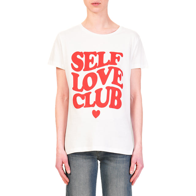 Haveone-T-shirt "SELF LOVE CLUB" - bianco/rosso