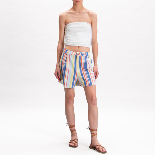 Souvenir-Shorts misto lino a righe - multicolor