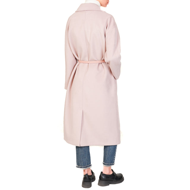 Imperial-Double-breasted coat with belt - pink