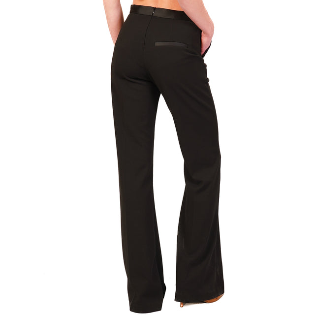 Imperial-Pantalone zampa in crepe elasticizzato - nero