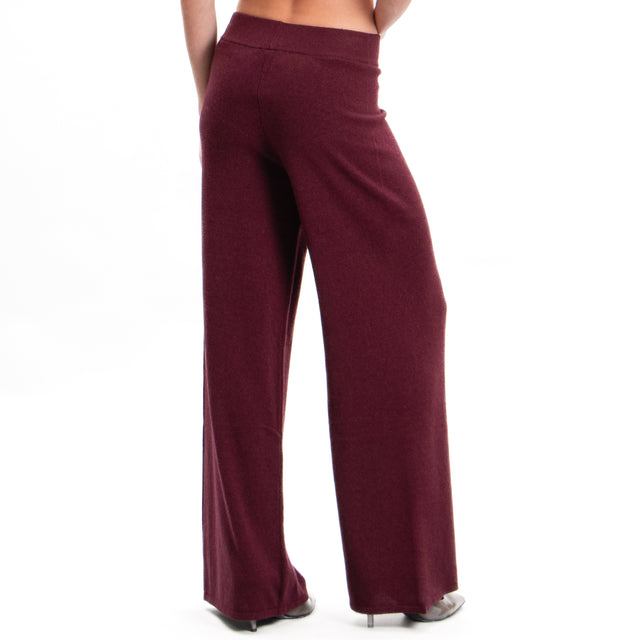 Kontatto-Pantalone misto cashmere in maglia - vino