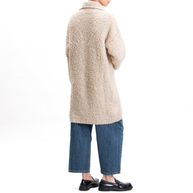 Kontatto-Cappotto teddy mohair 3 bottoni - ecru'