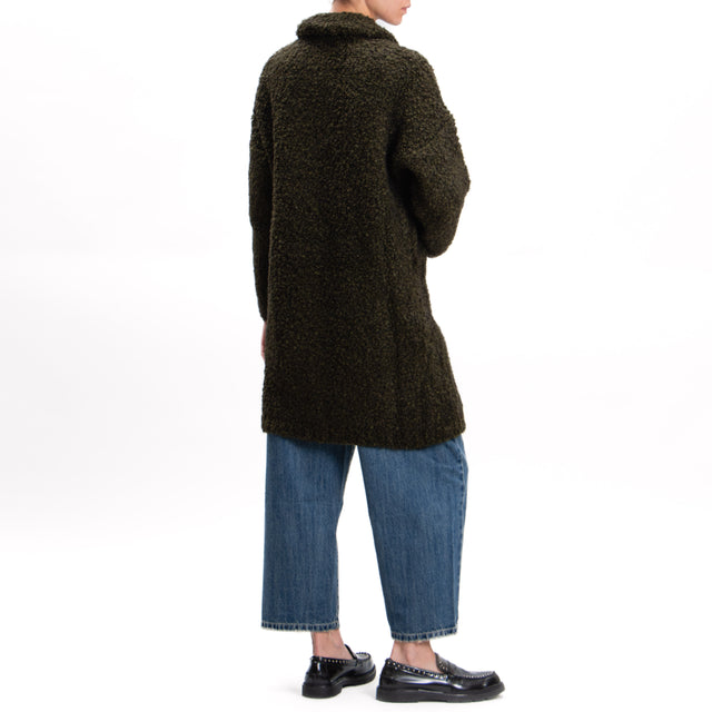 Kontatto-Cappotto teddy mohair 3 bottoni - militare