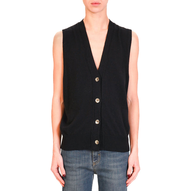 Kontatto-Gilet in maglia misto cashmere - nero