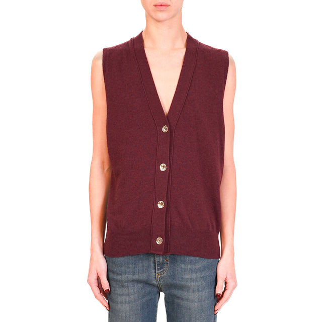 Kontatto-Gilet in maglia misto cashmere - vino