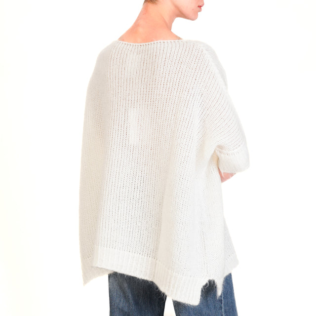 Kontatto-Mohair boat neck box sweater - off white