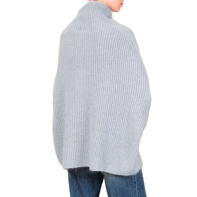 Kontatto-Mohair Box Sweater High Neck Ribbed - Dust