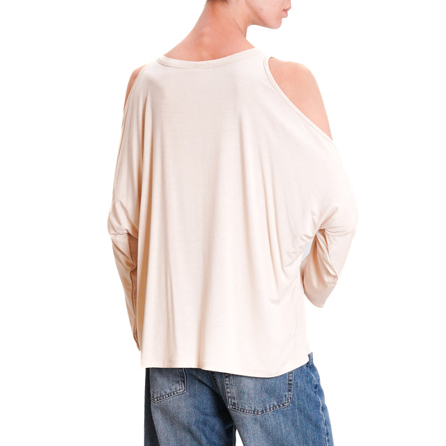 Kontatto-T-shirt cut out in jersey - beige