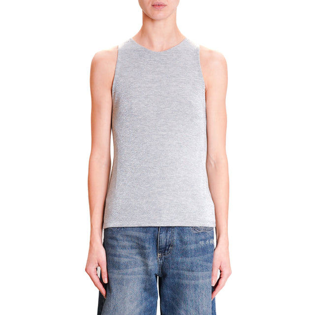 Kontatto-Lurex halterneck tank top - grey