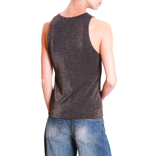 Kontatto-Lurex halterneck tank top - dark brown